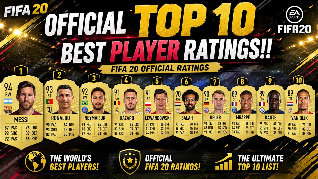 FIFA 20 | OFFICIAL TOP 10 BEST PLAYER RATINGS!! FT. MESSI, RONALDO, NEYMAR ETC... (FIFA 20 RATINGS)