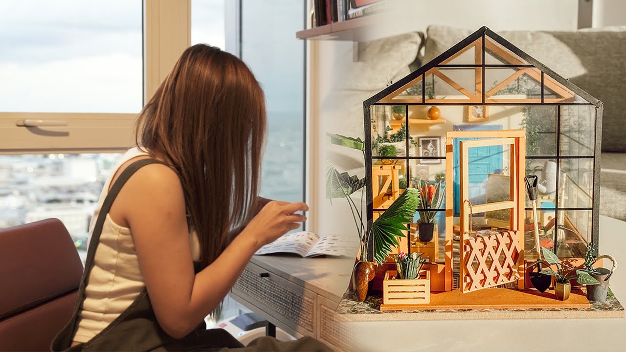 MY DIY MINIATURE GREENHOUSE + STORYTIME! 😊| Midcentury Modern Furniture & Houseplants 🌱