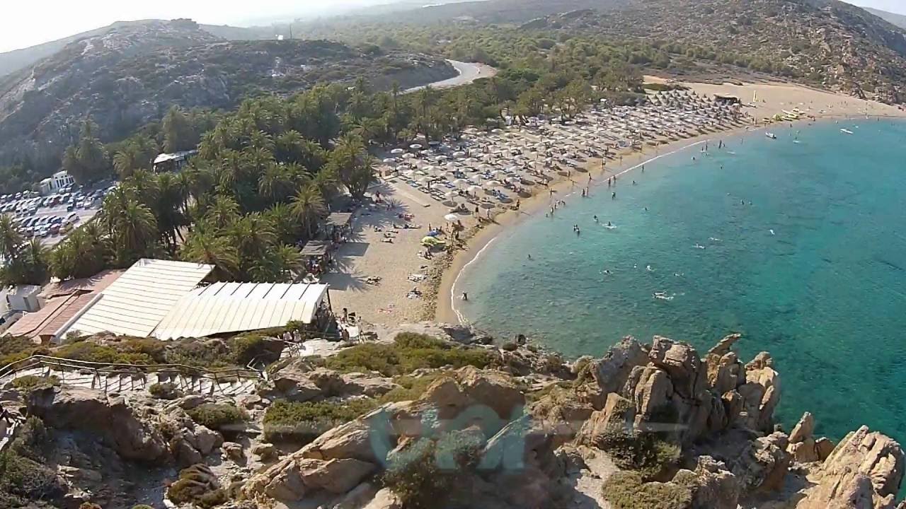 Vai palm tree forest - ΒΑΙ Φοινικόδασος Sitia - Crete - Greece from above