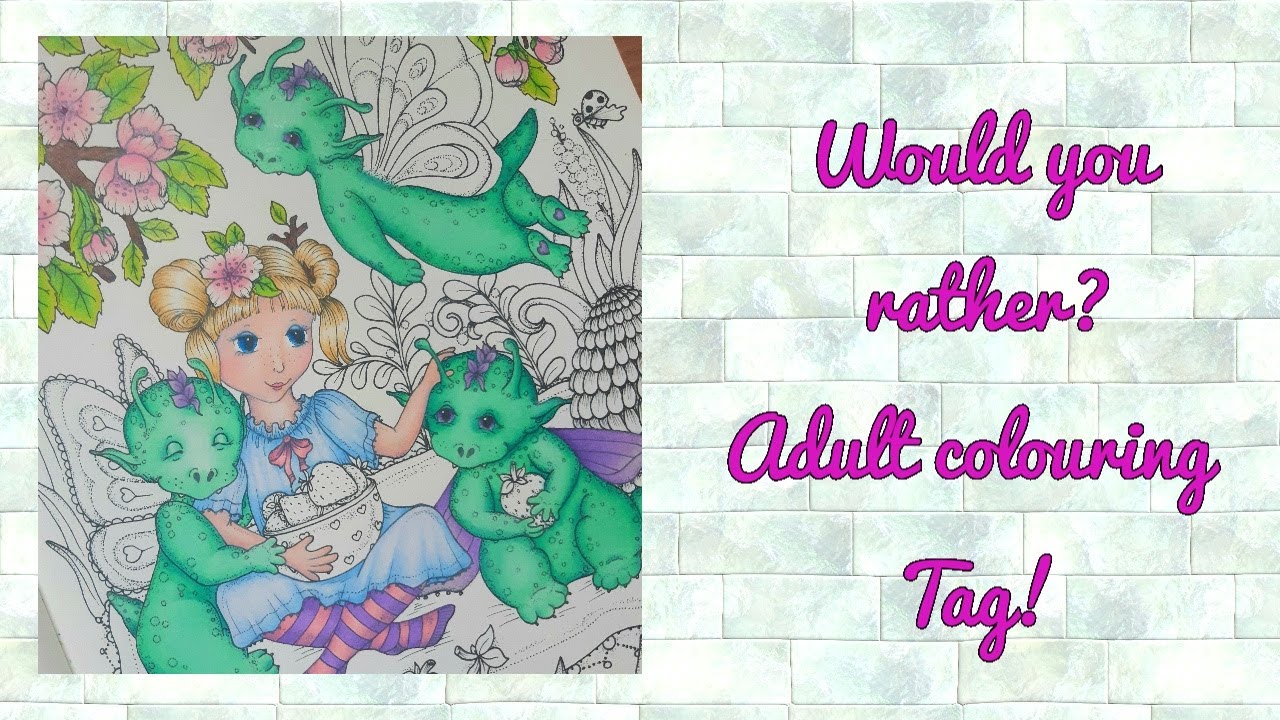 Would you rather? Adult colouring Tag.