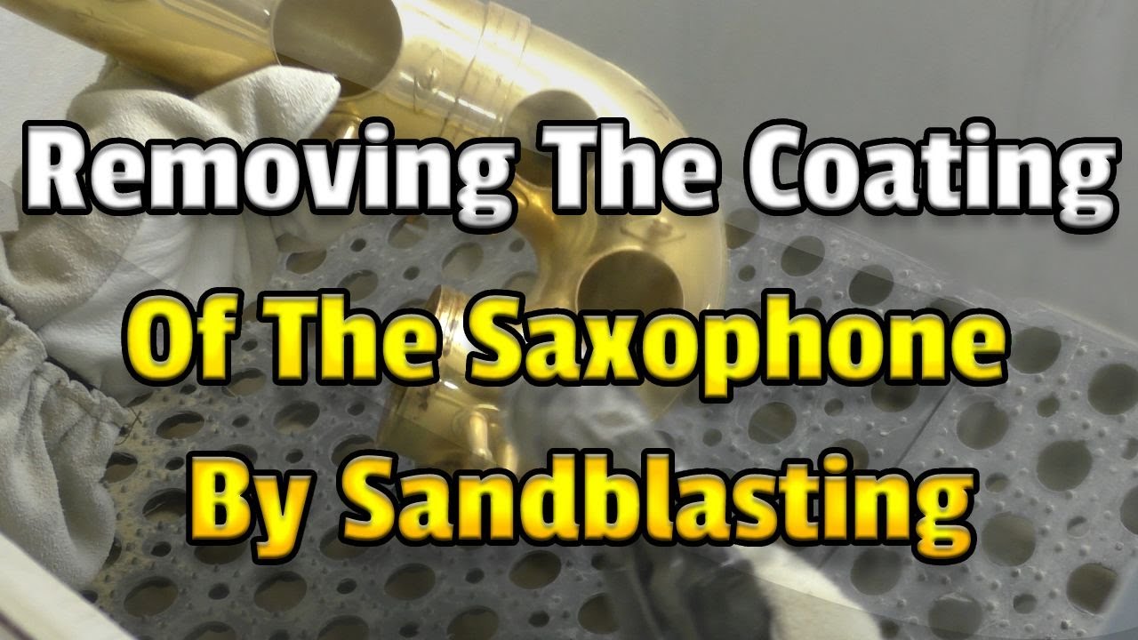 Saxophone restoration. Removing the coating of the saxophone by sandblasting