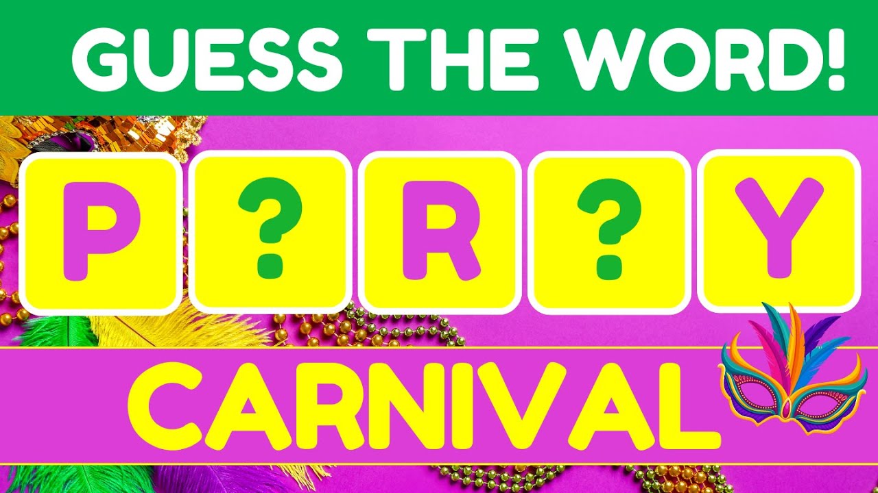 ESL CARNIVAL Vocabulary Game 🎭 | Guess 10 Carnival Words (5 Letter Words)