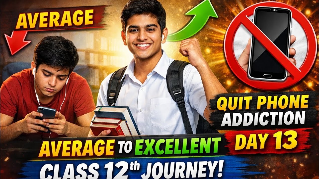 Day 13 of average to excellent journey of class 12th and quit phone addiction !! 🙂