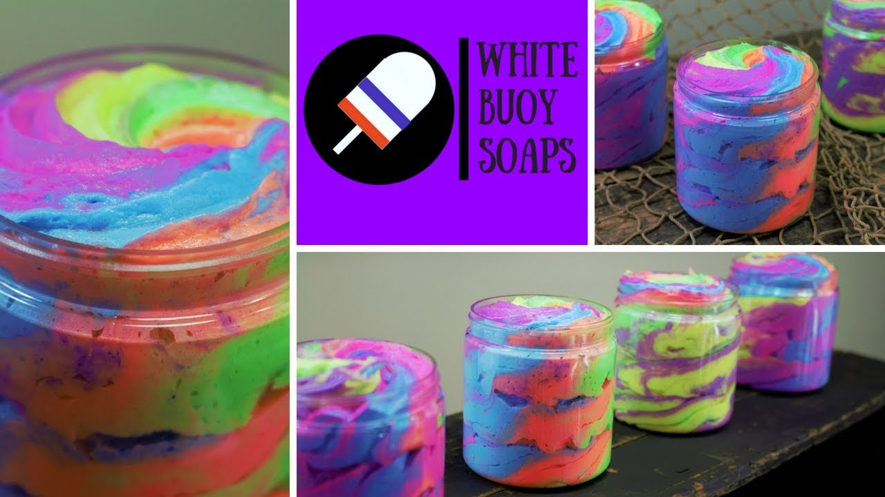 Rainbow Foaming Bath Whip/Cranberry Almond Foaming Bath Butter/White Buoy Soaps