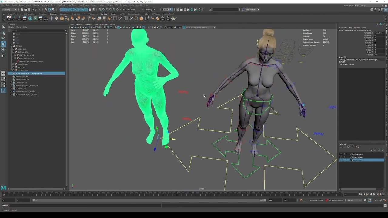 Creating a Blendshape with a Set Driven Key for Better Joint Deformation in Maya
