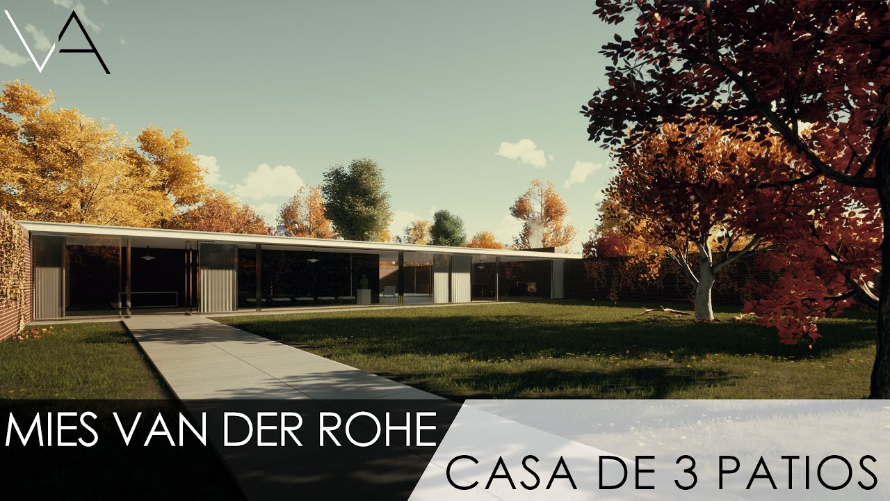 Mies van der Rohe - Casa con tres patios / House with three courts - Render Twinmotion
