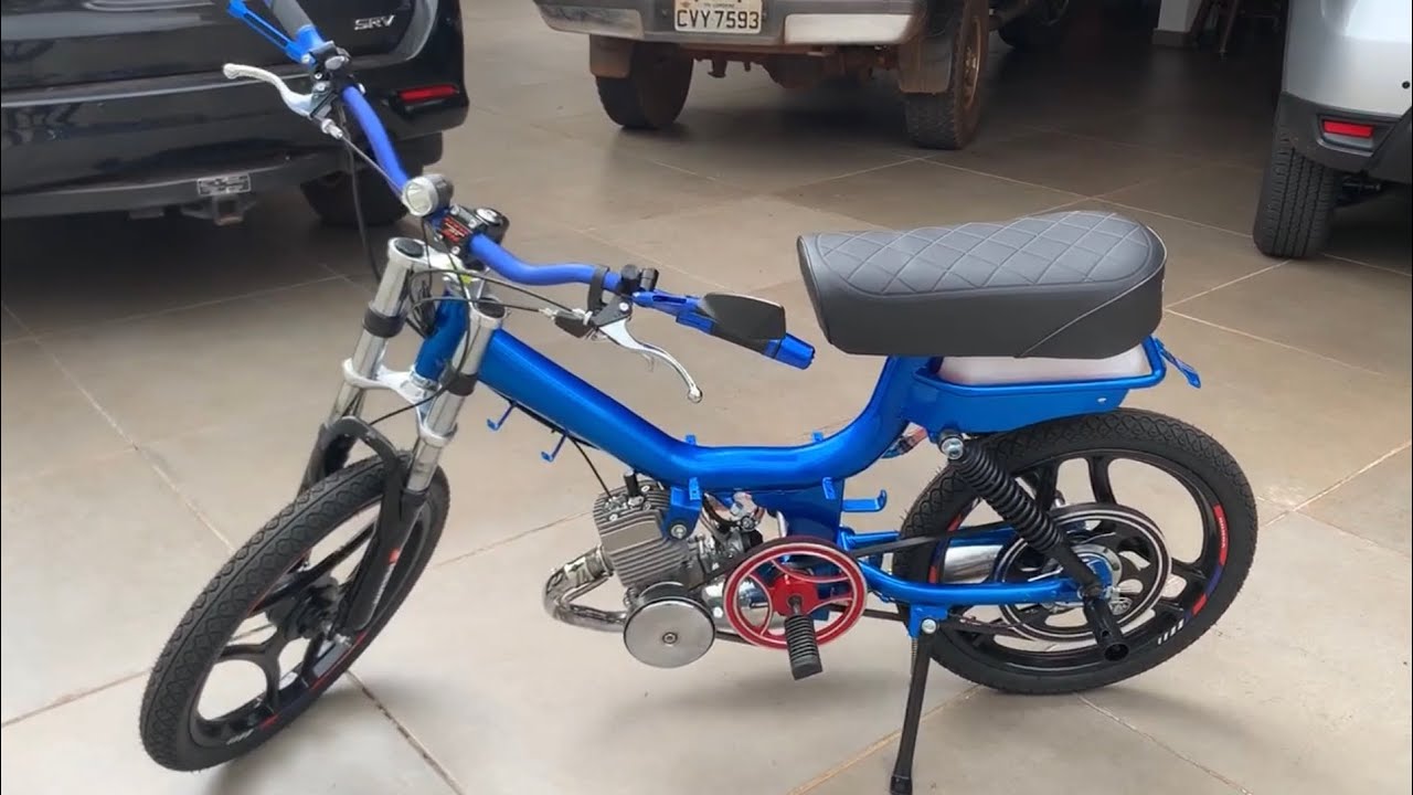 Restaurando mobilete Monark Azul 1985 Relíquia 
