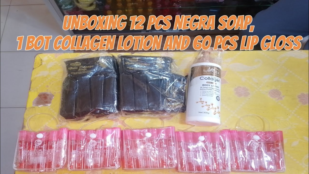 UNBOXING 12 PCS NEGRA SOAP, 1 BIT COLLAGEN LOTION AND 60 PCS LIPLOSS #skincare #unboxing