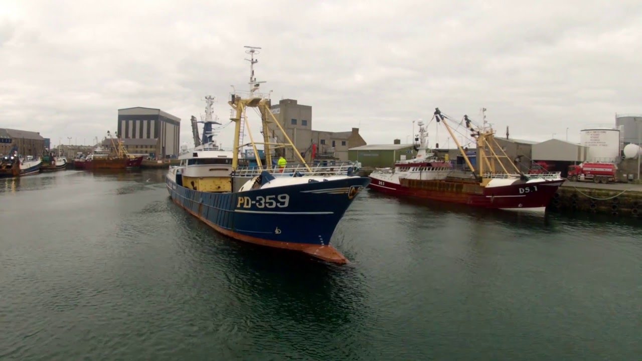 Aerial Film of Peterhead Harbour, Aberdeenshire, Scotland.
