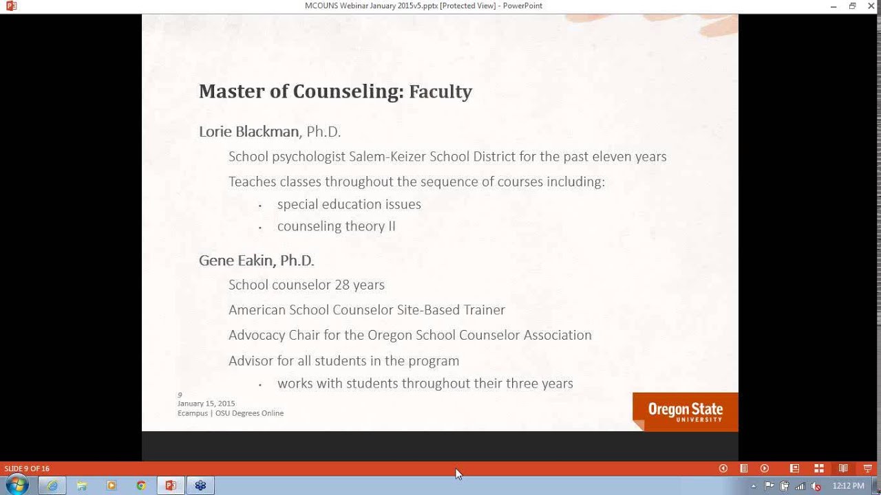 2015- Oregon State University's Master of Counseling online