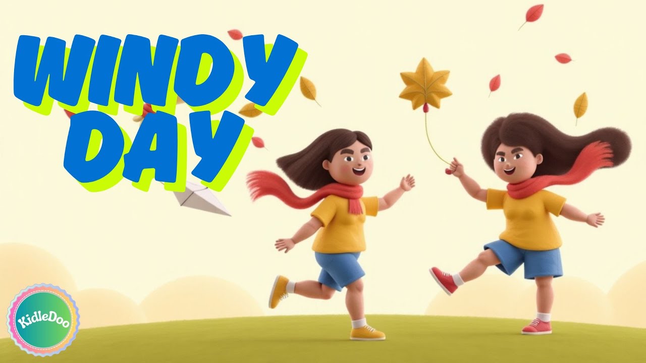 Windy Day | Children Karaoke Song | Fun & Learning | Kids Weather Song | KidleDoo