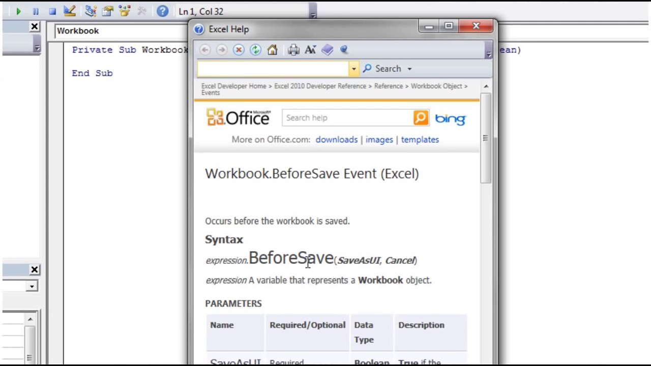 Excel 2010 VBA Tutorial 41   Events   Workbook Before Save
