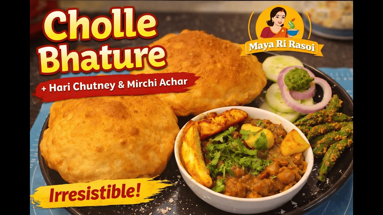 Perfect Chole Bhature with Hari Chutney & Mirchi Achar | Homemade Recipe