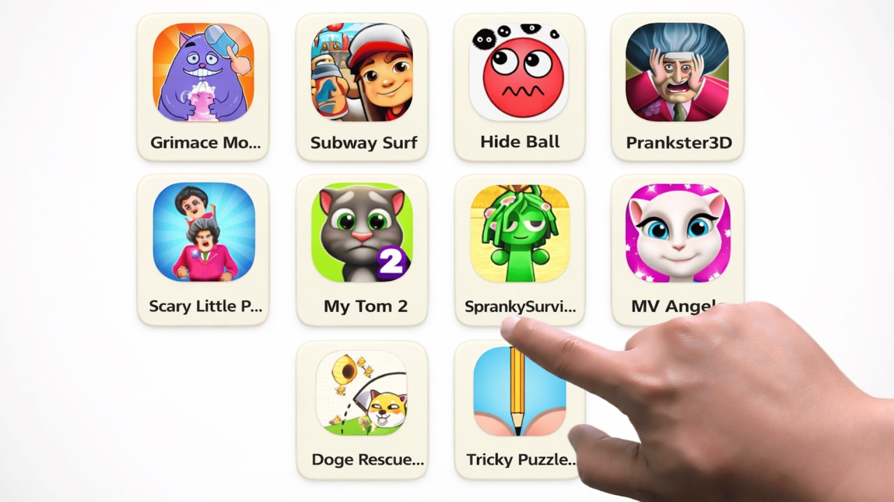 GRAMIC MONSTER SCARY SURVIVAL, SUBWAY SURFERS, HIDE BALL, PRANKSTER 3D, SCARY LITTLE, SPRANKY