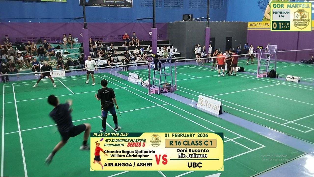 AYO BADMINTON SERIES 5 CLASS C1 #1 R16 | CHANDRA + WILLIAM (AIRLANGGA/ASHER) VS DENI + RIO (UBC)