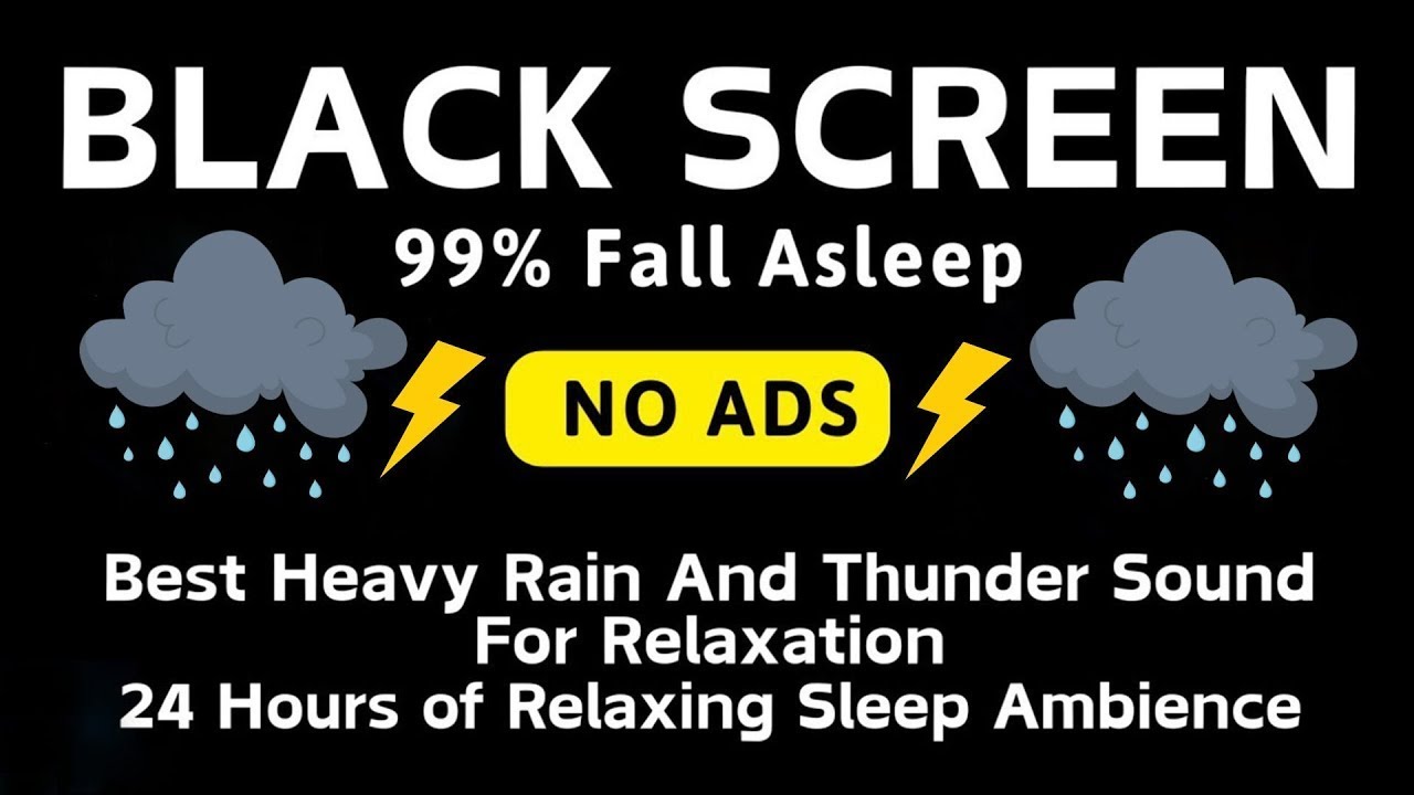 🔴 Heavy Rain and Thunder Sounds for Sleeping |Thunderstorm Sleep Sounds - Black Screen