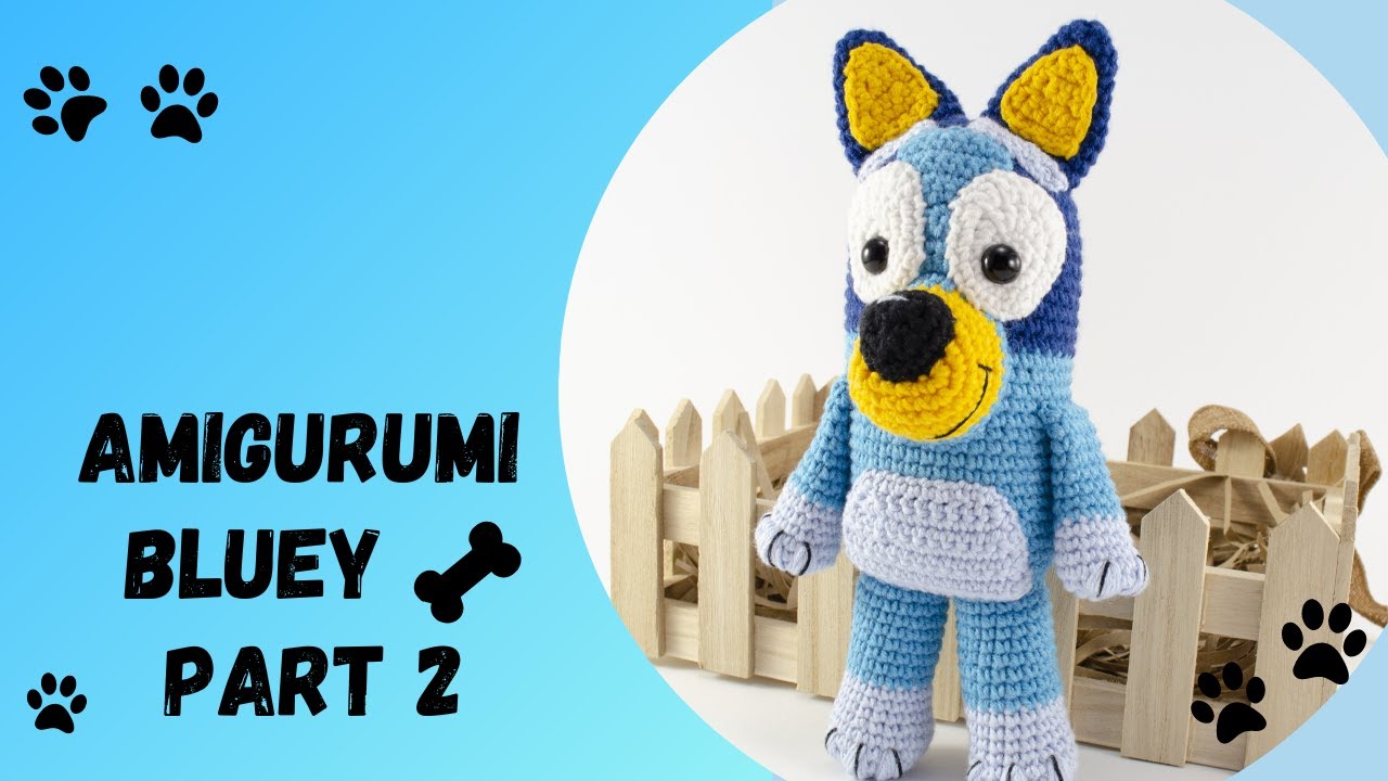 🇺🇸 How to Crochet Blue Amigurumi Puppy/Amigurumi Blue Heeler Dog/Crochet Blue Dog Tutorial - PART 2