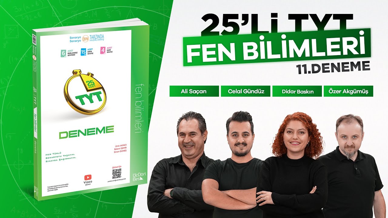 ÜÇDÖRTBEŞ YAYINCILIK TYT 25'Lİ FEN BİLİMLERİ DENEMESİ 2026 - 11. DENEME