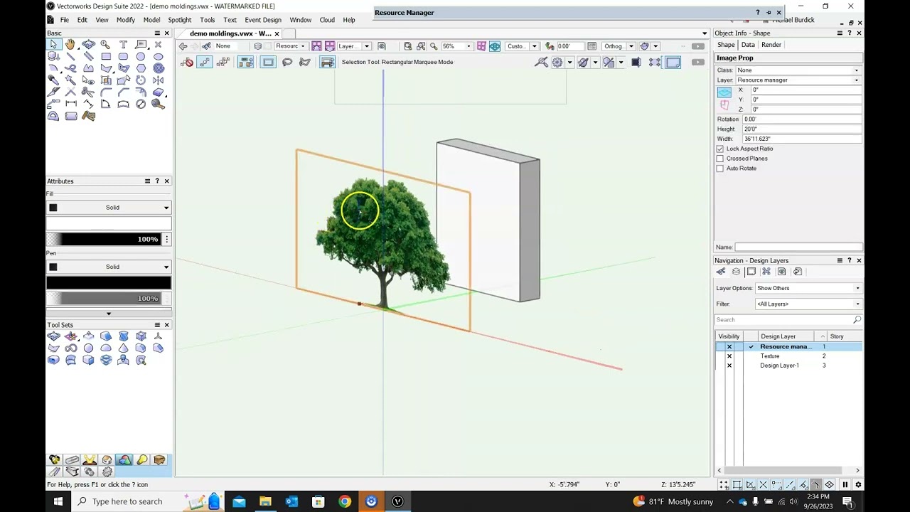 Vectorworks 10: текстуры, менеджер ресурсов, реквизит изображений