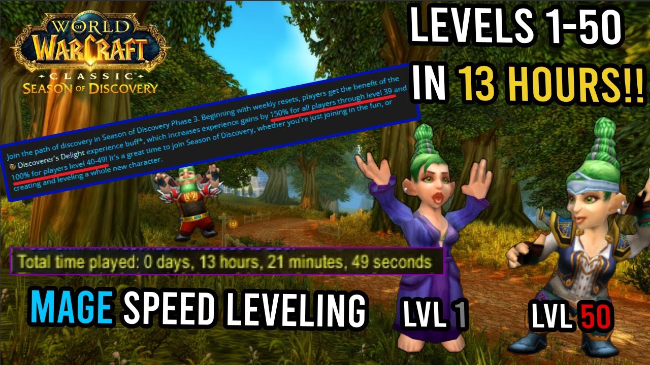 Mage 1-50 In 13 Hours | WoW Season of Discovery | Speed Leveling | KallTorak Wild Growth NA
