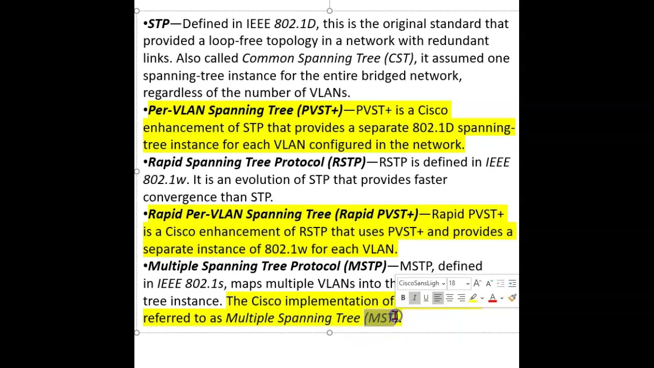 Spanning Tree protocol flavors