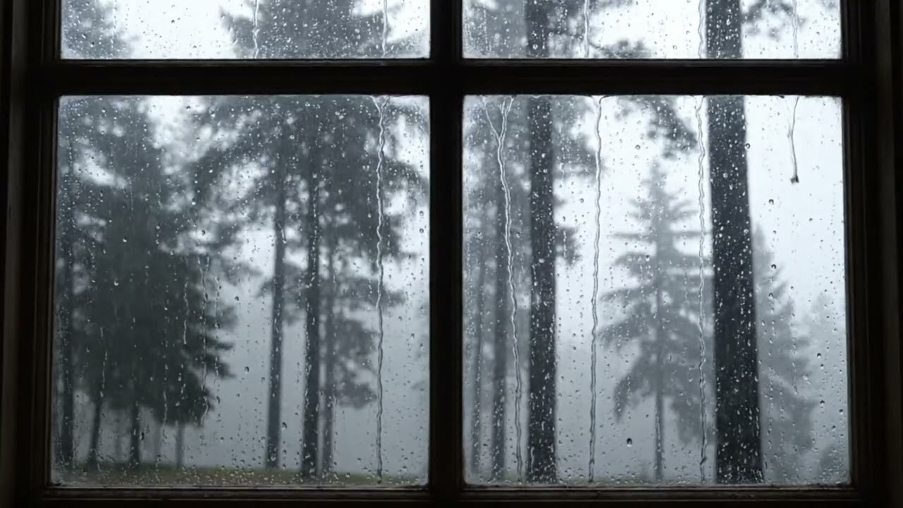 Gentle Rain Sounds on Window 🌲 Cozy Forest Rain for Sleep & Focus