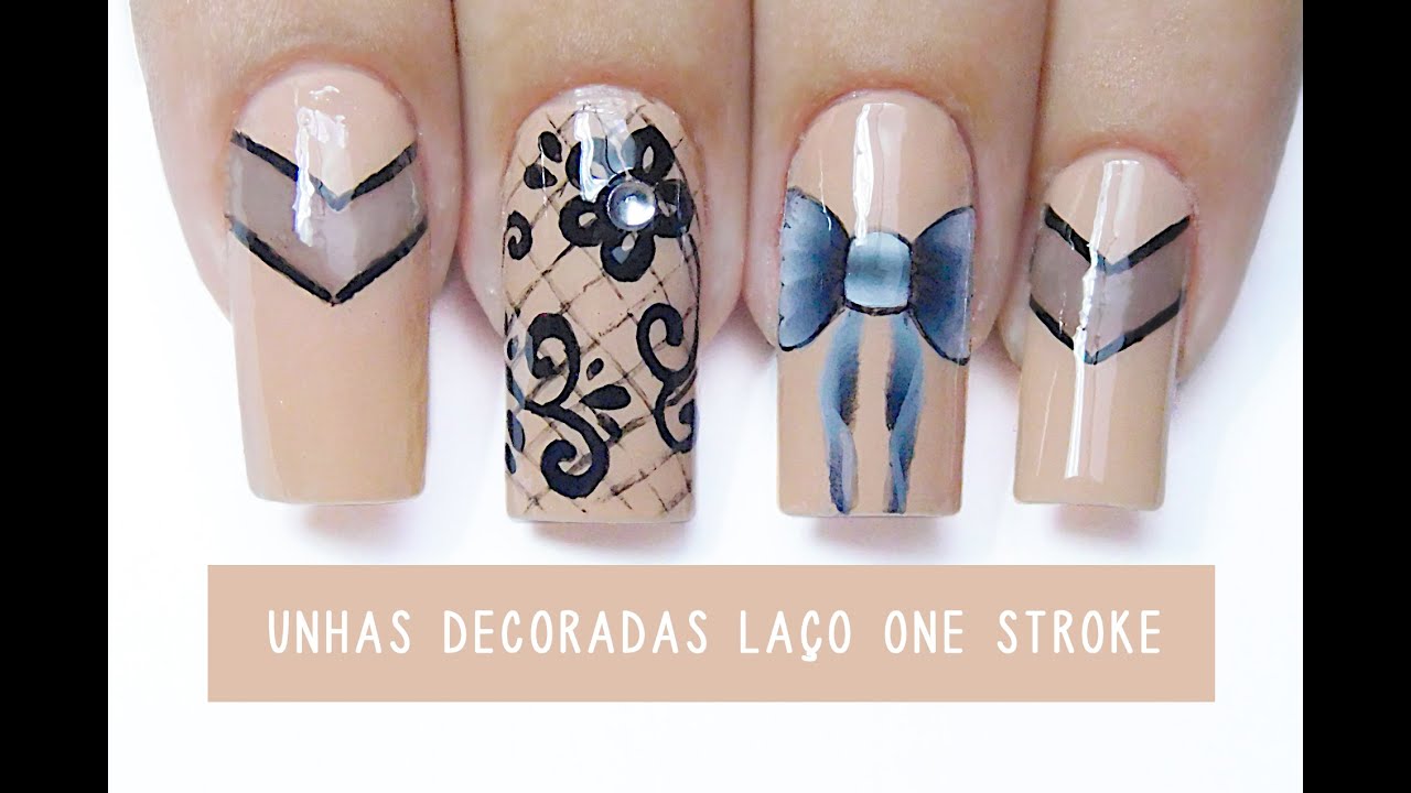 Unhas Decoradas Renda e Laço One stroke | Aline Makelyne