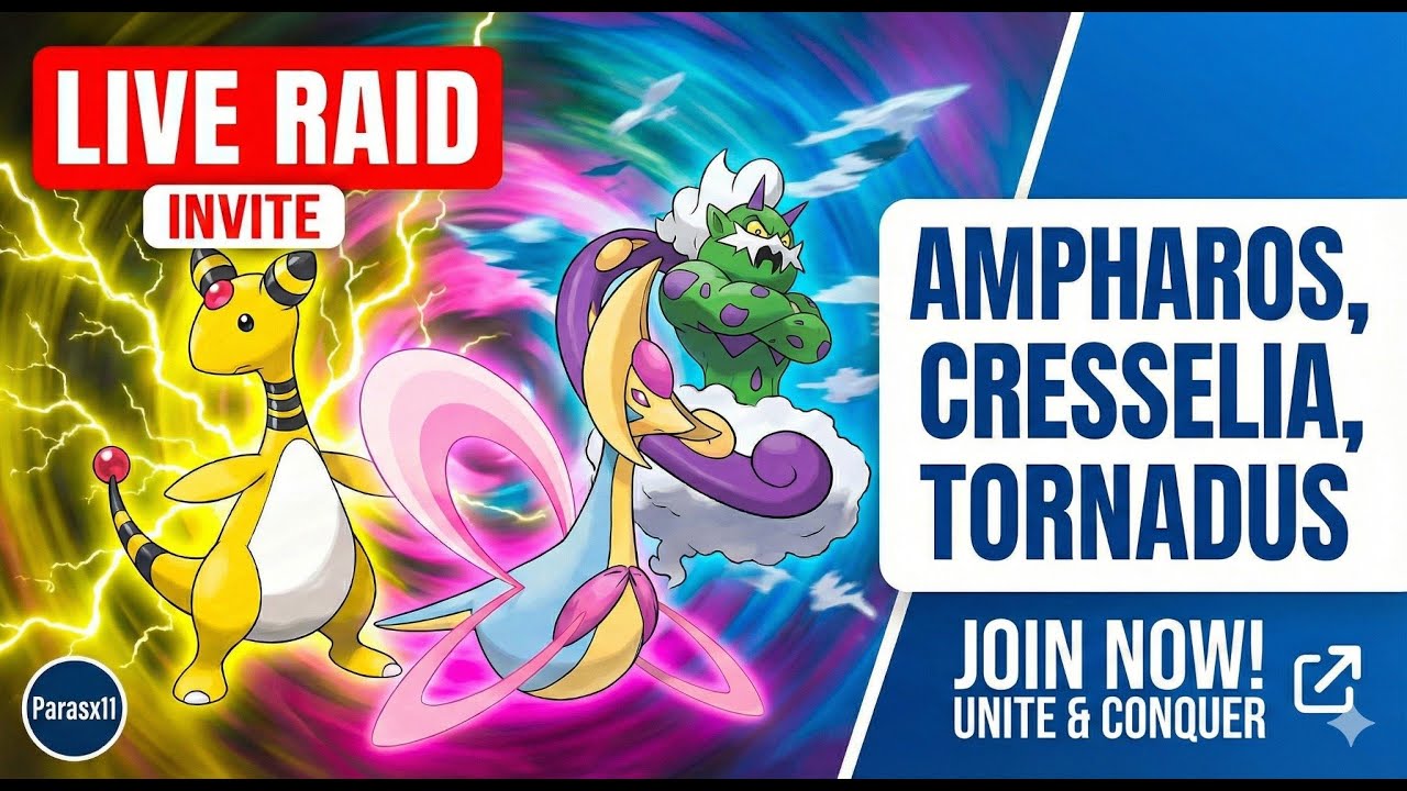 🔴 LIVE: RAID INVITATION! Cresselia & Tornadus | Pokemon GO | Parasx11