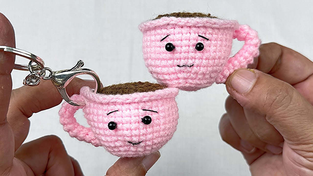 Easy Crochet Coffee Cup | crochet keychain ☕️