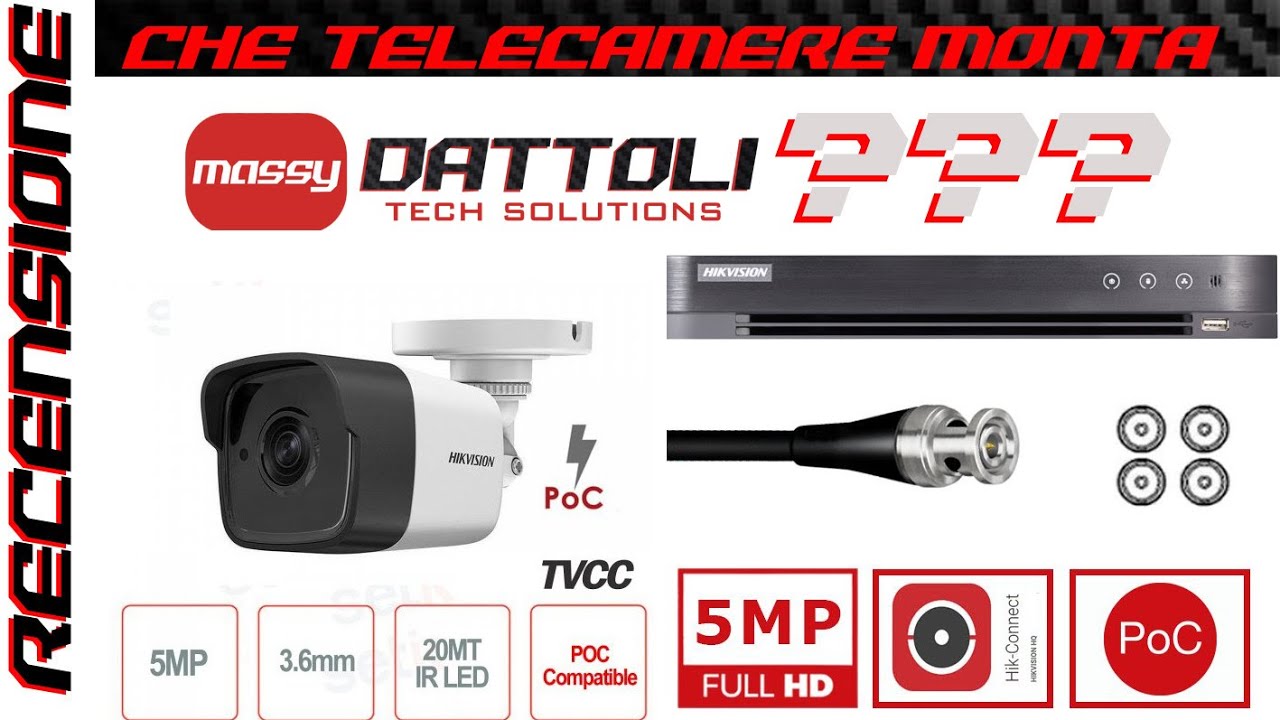 Che telecamere monta Massy Dattoli? RECENSIONE Hikvision POC DVR DS-7204HUHI BNC BETA Cavi