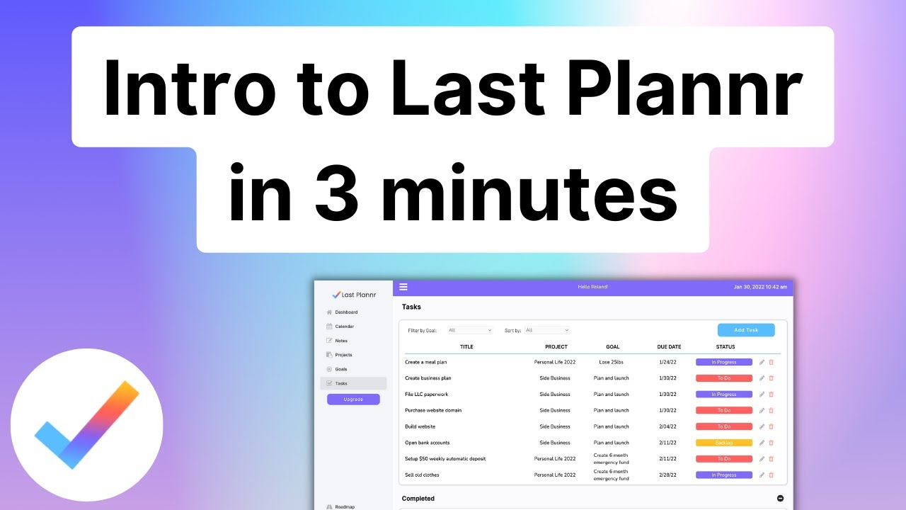 Last Plannr Walkthrough - Goal Manager Software