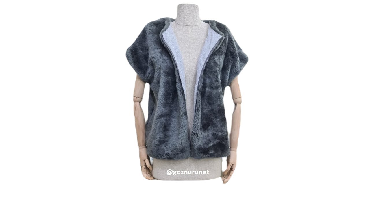 40 Beden Pratik Kesim Astarlı Peluş Yelek Dikimi