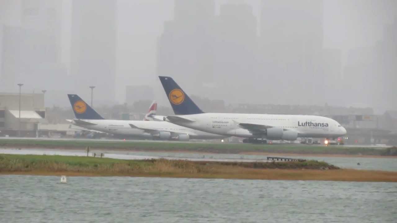 First-ever Visit Of A Lufthansa Airbus A380-800 (D-AIMC) To Boston [HD] - October 29, 2011
