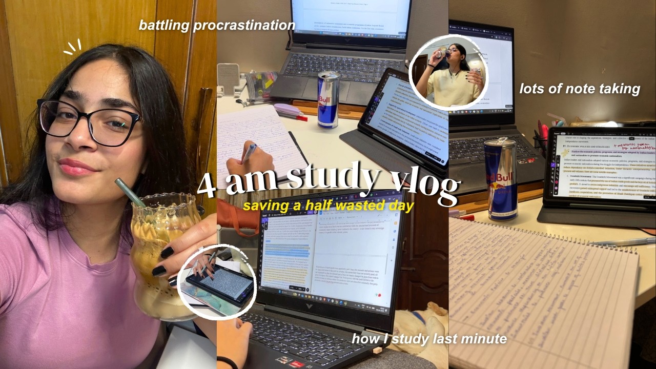 4 am study vlog ‧₊˚☕ | crashing out, whats on my desk, how im studying, maintaining my routine etc