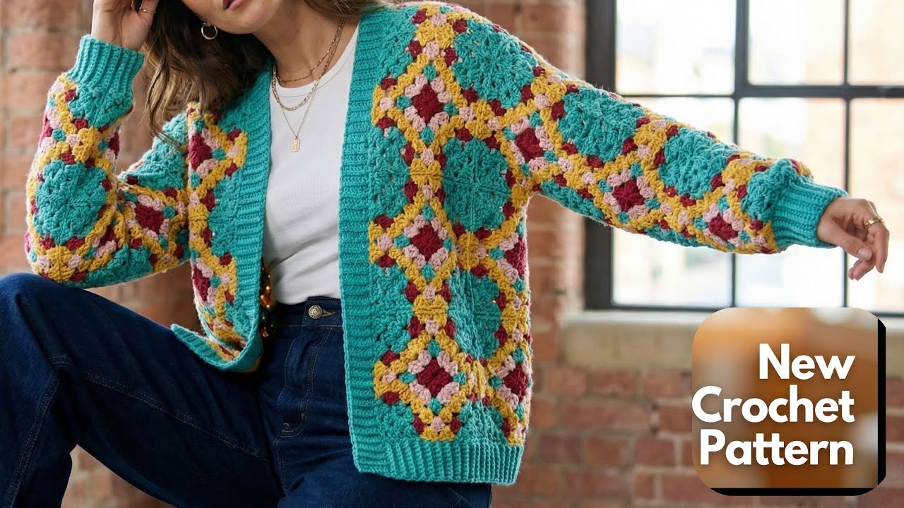 GÖRENLER MARKASINI SORACAK! 😱💎 Efsane Elmas/Baklava Hırka  Motifi (DIY Crochet Cardigan)