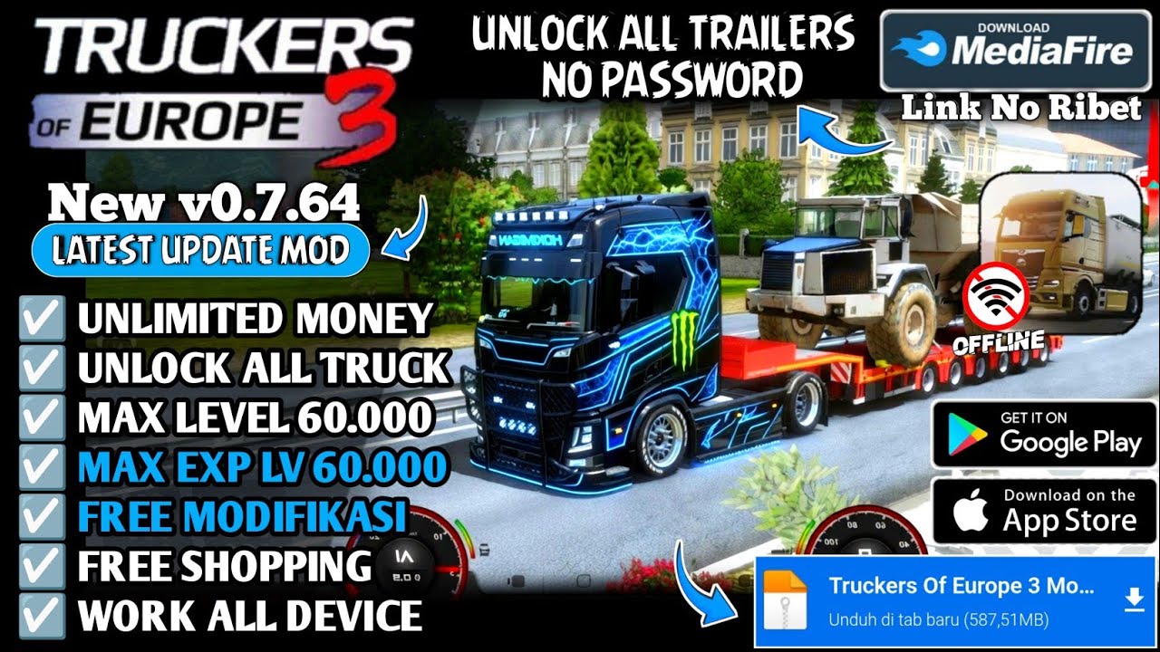 Truckers Of Europe 3 Mod Apk New 2026 v0.7.42 - Unlimited Money & Level Max 60.000