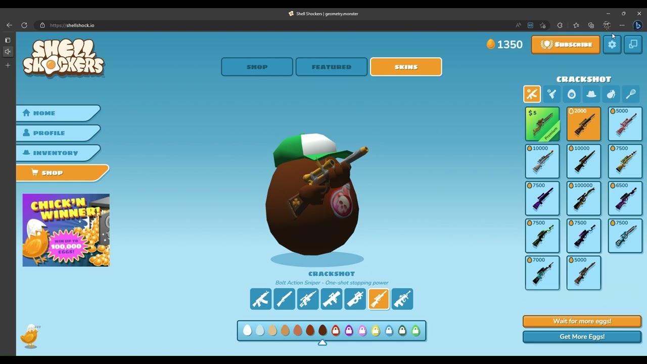 Shell Shockers hack/ free hat skin accessory/ 100% working