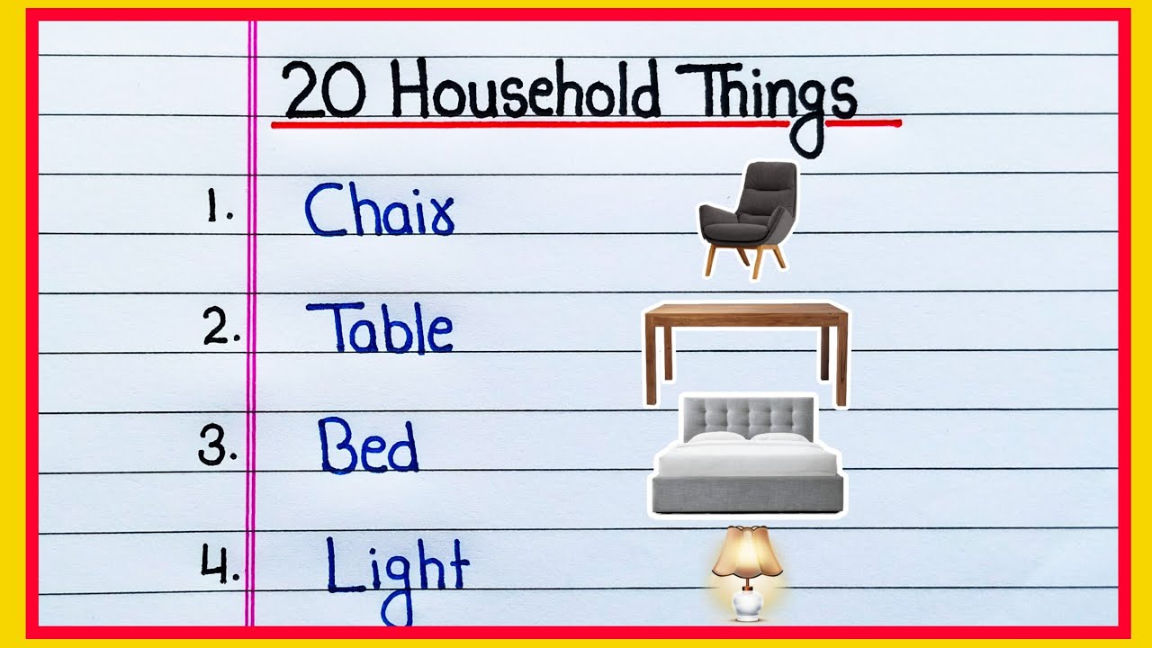 20 Household Things Name | Household Things Name in English | 20 Household Items Name