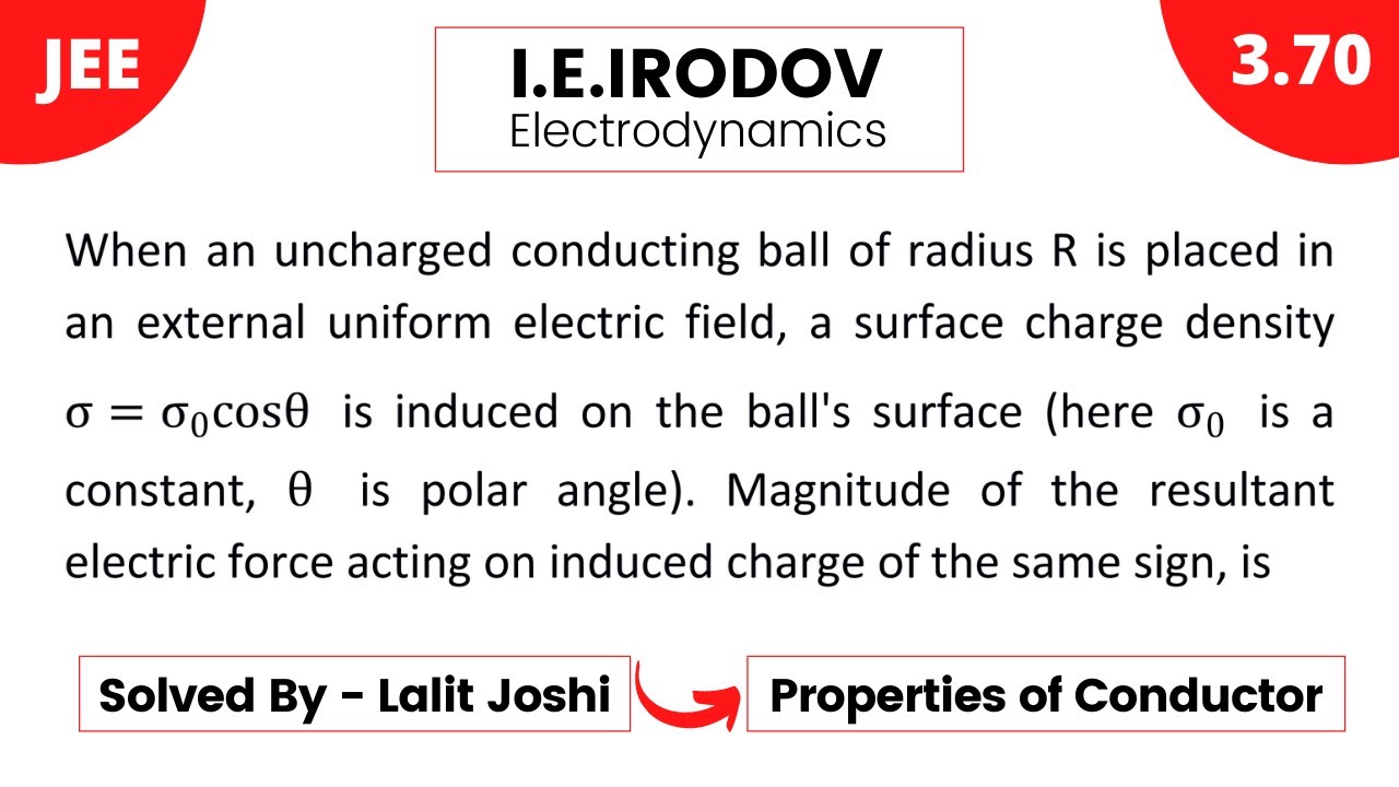 IE Irodov 3.70 | Properties of conductor | Solution by Lalit Joshi Sir