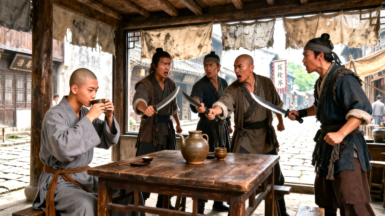 喝茶小和尚人人欺負，不料是隱藏功夫宗師，靈鷲宮主人躬身喊主人，驚呆全場！💥 中國電視劇 | KungFu