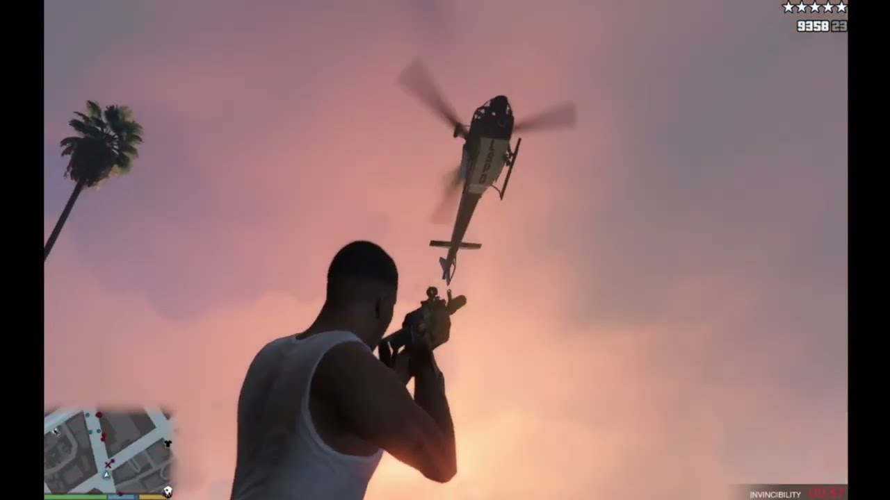 GTA V Police And Ballas Shootout + Five Stars Wanted Level Escape