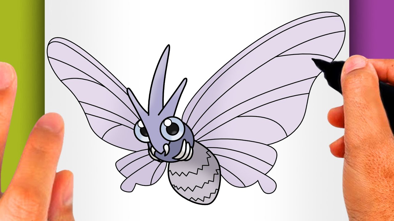HOW TO DRAW VENOMOTH - How to Draw Pokémon Nº 0049 (EASY POKÉMON DRAWING) - Venomoth Drawing
