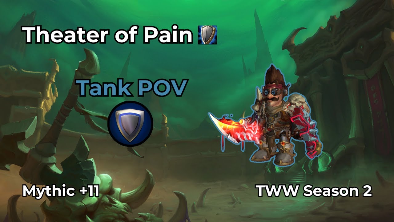 WoW M+ | Theater of Pain +11 | Protection Warrior Tank POV | TWW S2