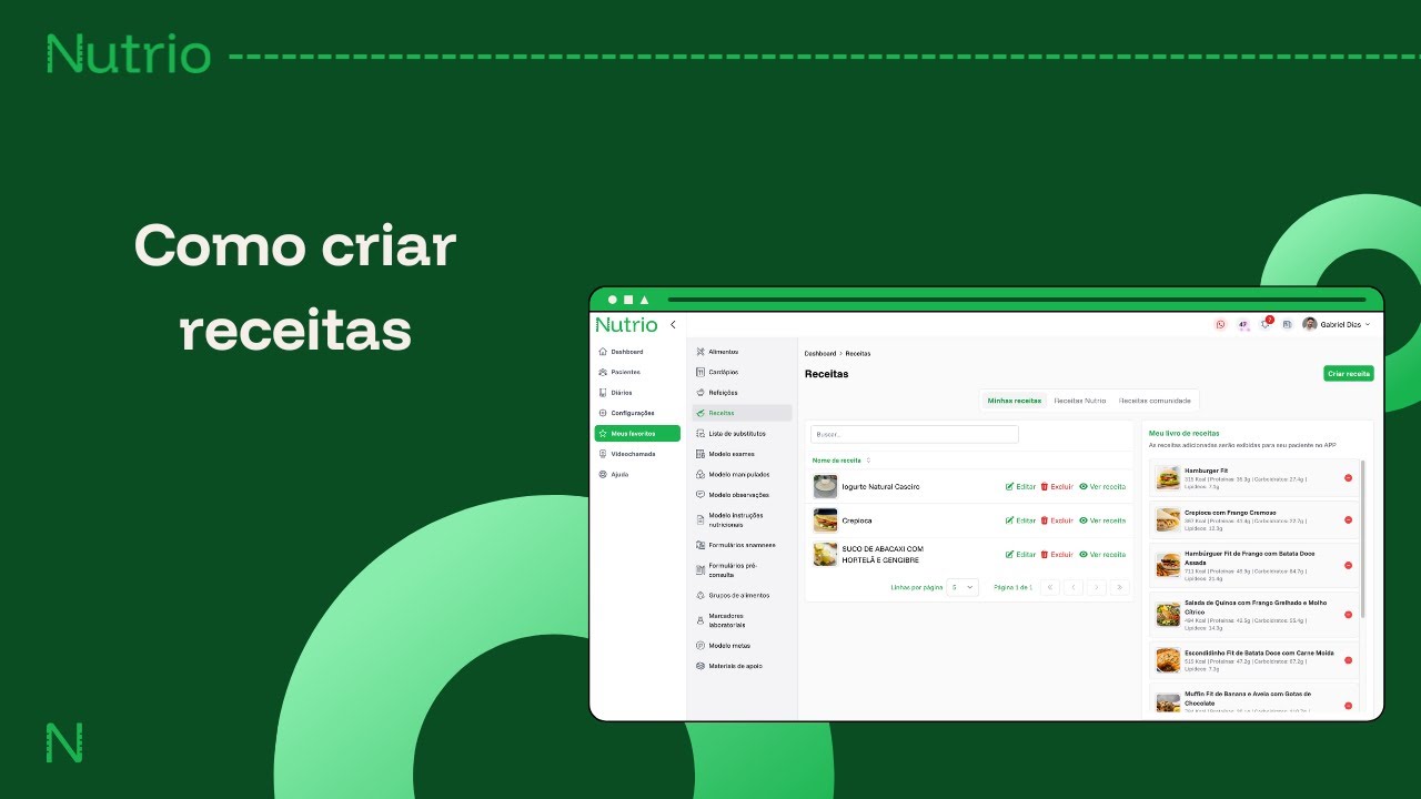 Como criar receitas