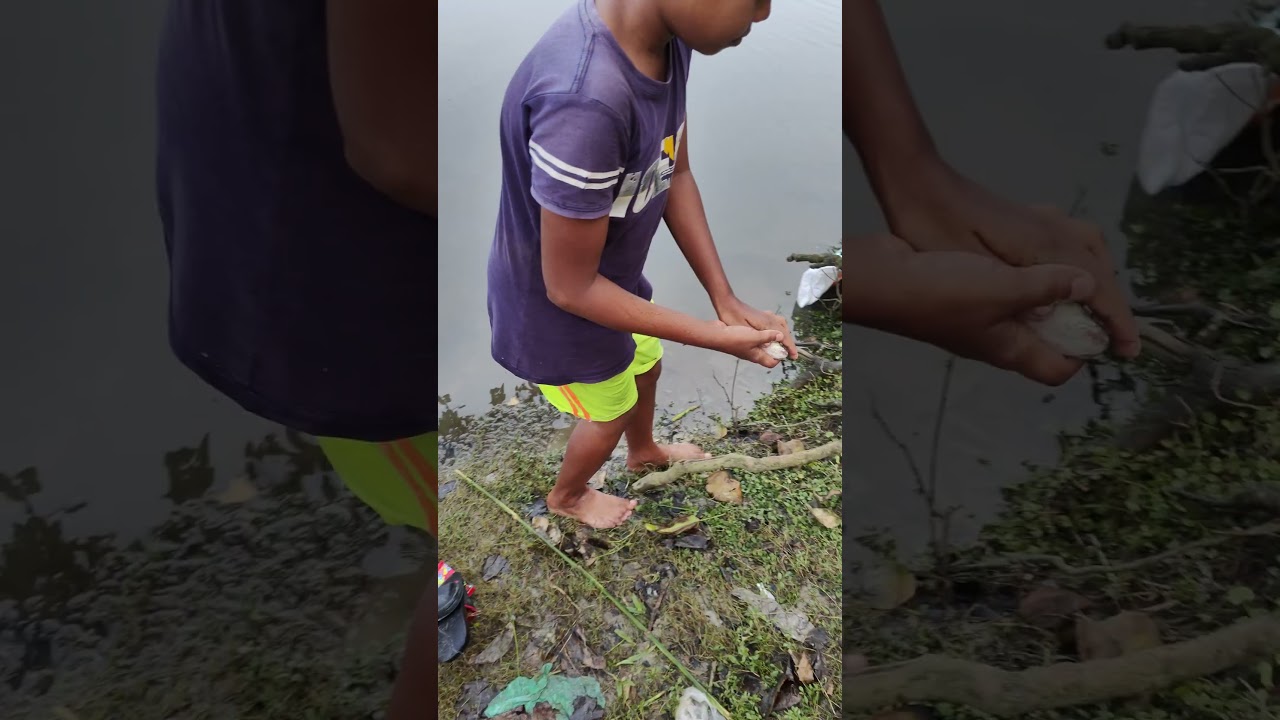 Young Boy Fishing: Rod Pulled into the Water by a Fish #fishing