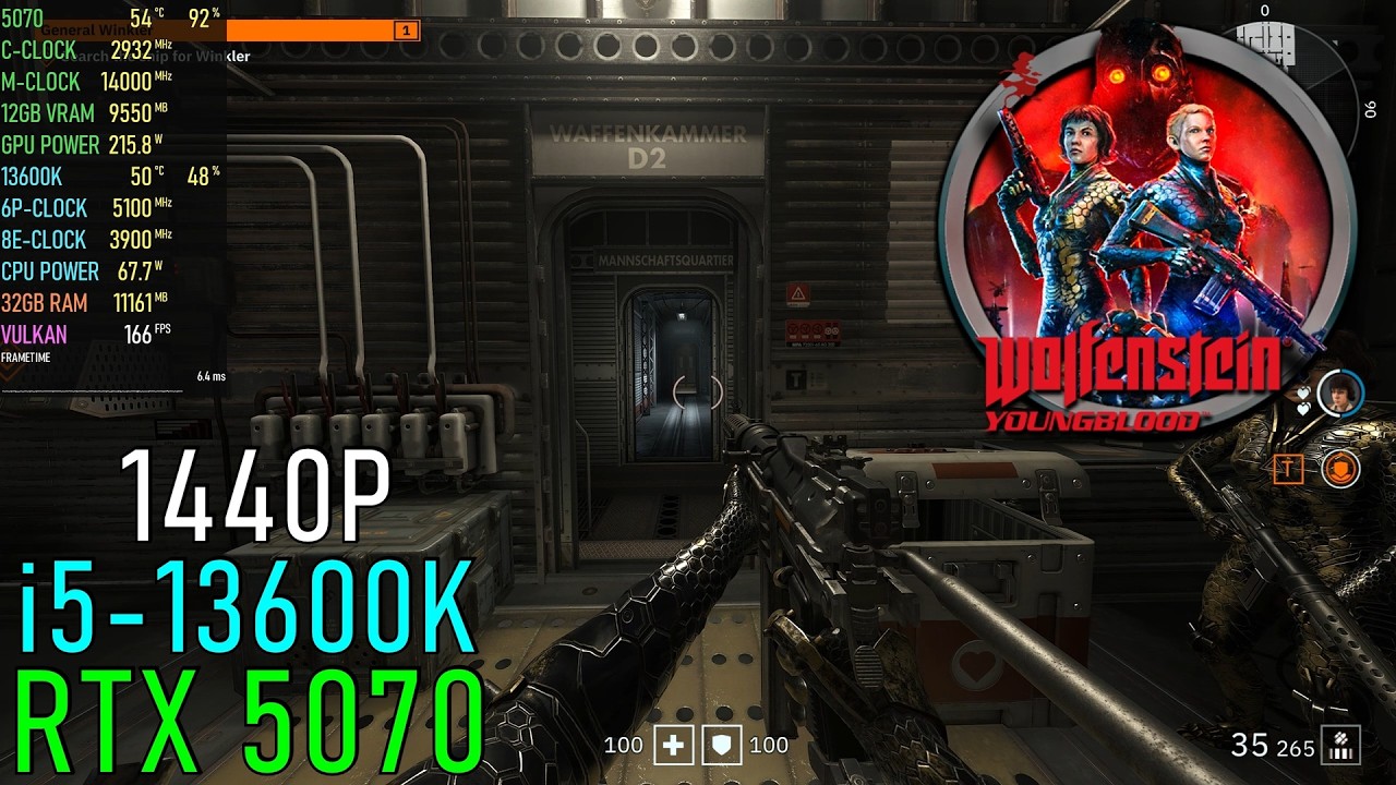 Wolfenstein Youngblood: RTX 5070 | 13600K | 1440P Ultra Benchmark