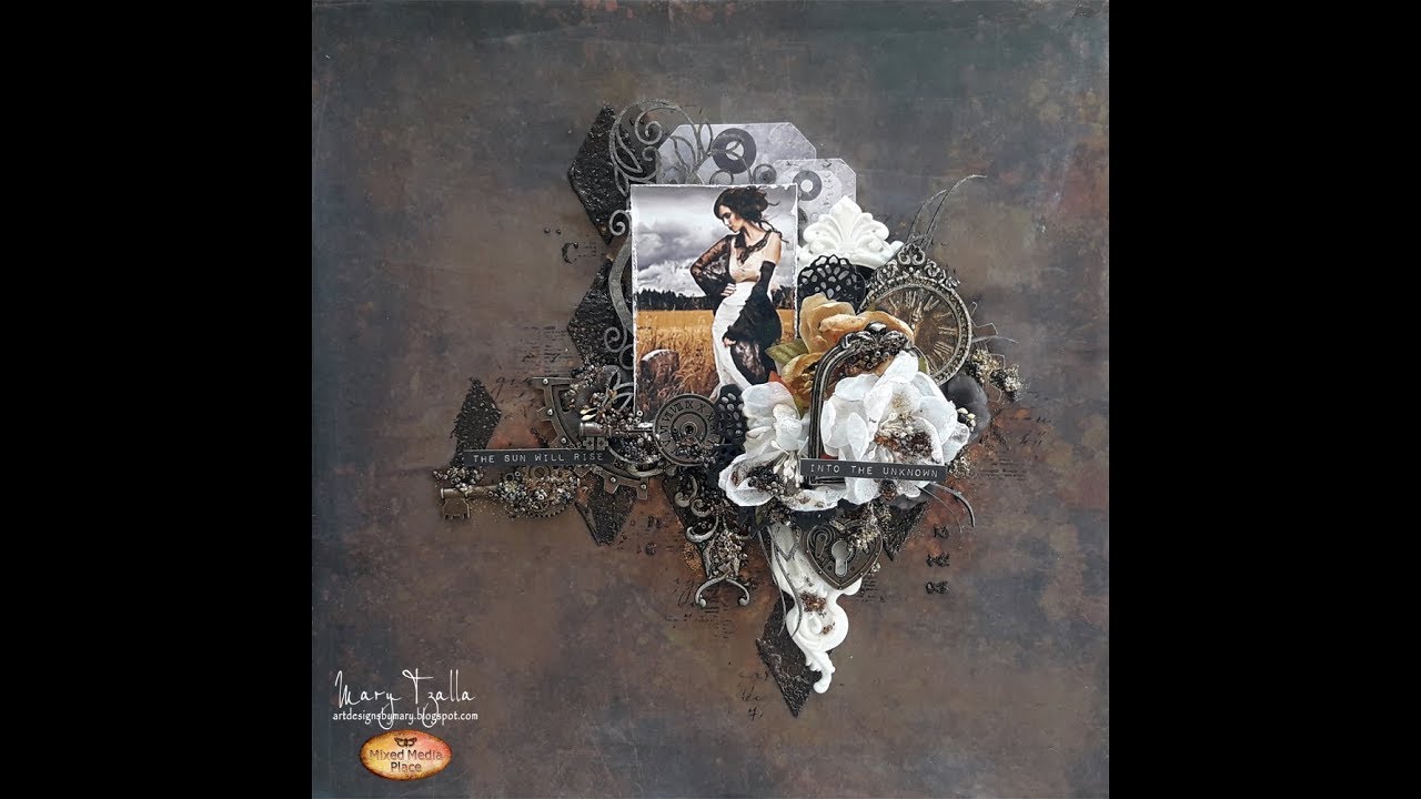 Step-by-Step Tutorial Mixed Media Layout ''Into the Unknown'' for Mixed Media Place