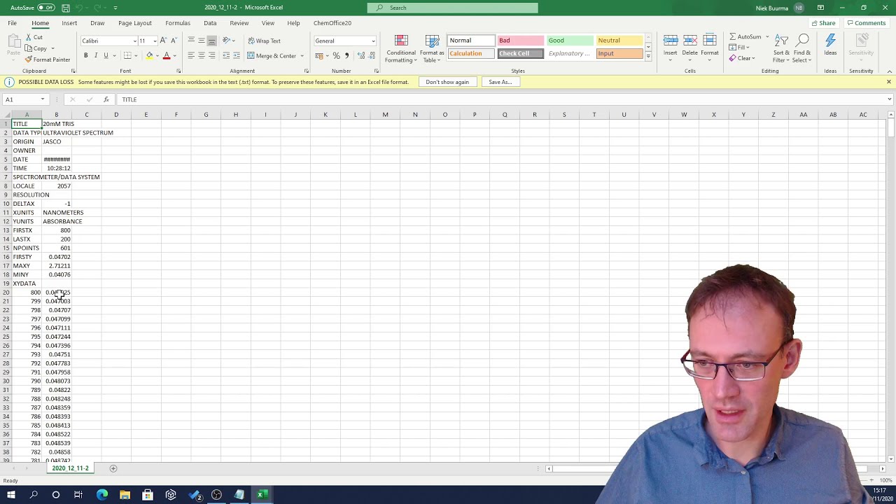 from spectra to kinetics 01 - combining data in txt files into a single excel file