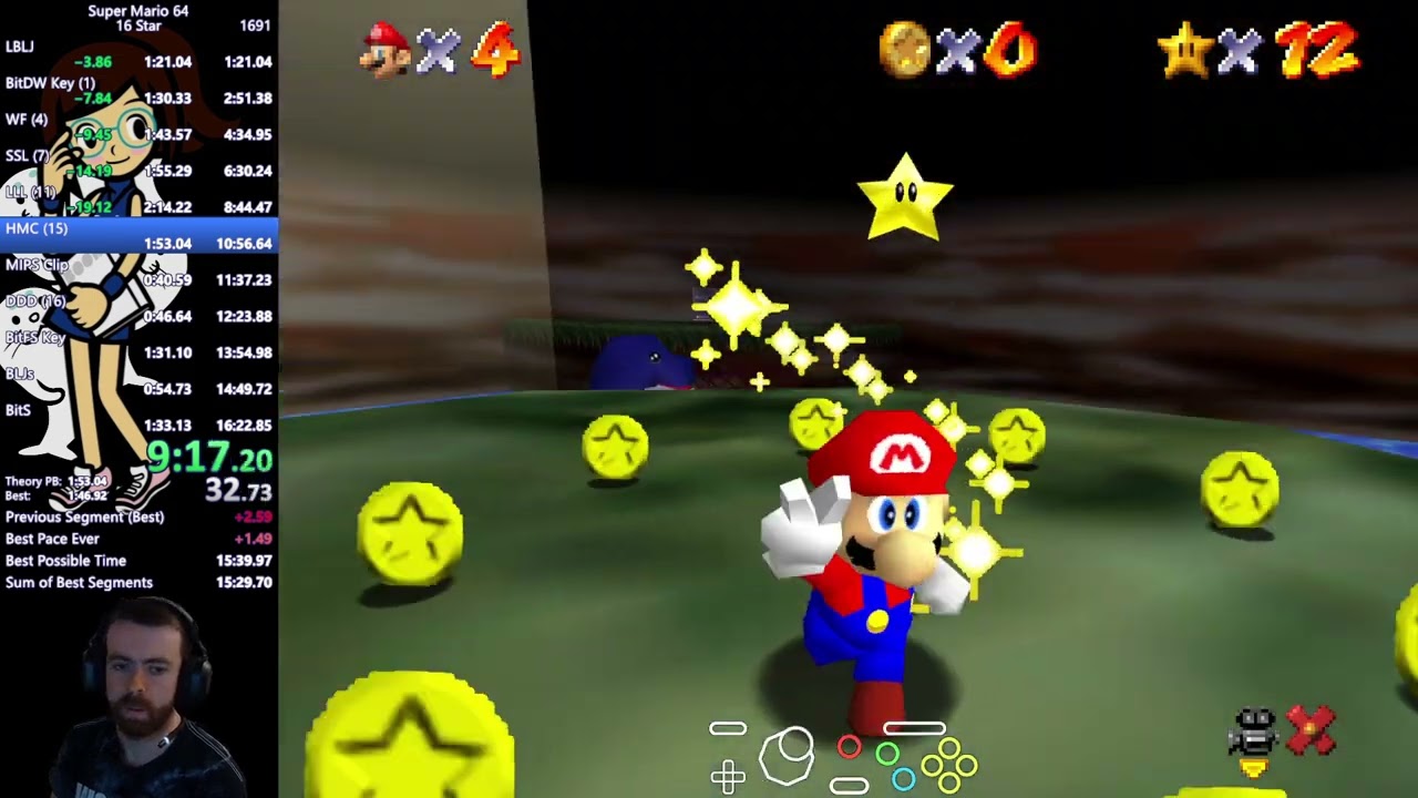 Super Mario 64 16 Star Speedrun 16:10