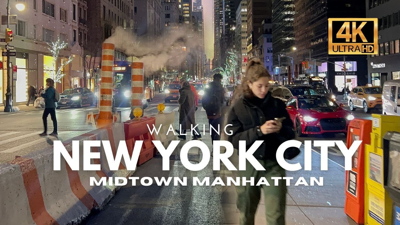 🇺🇸 New York City Night Walking Tour | 4K HDR 60fps